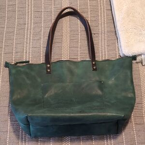 Portland Leather Oversized Zipper Tote - Surf
